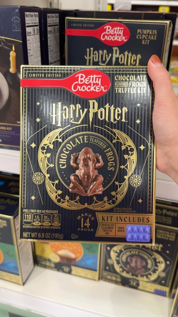 25 Best Harry Potter Gifts for Every Wizarding Fan in 2026 22 Betty Crocker Harry Potter Chocolate Flavored Frogs Truffle Kit box held by a hand