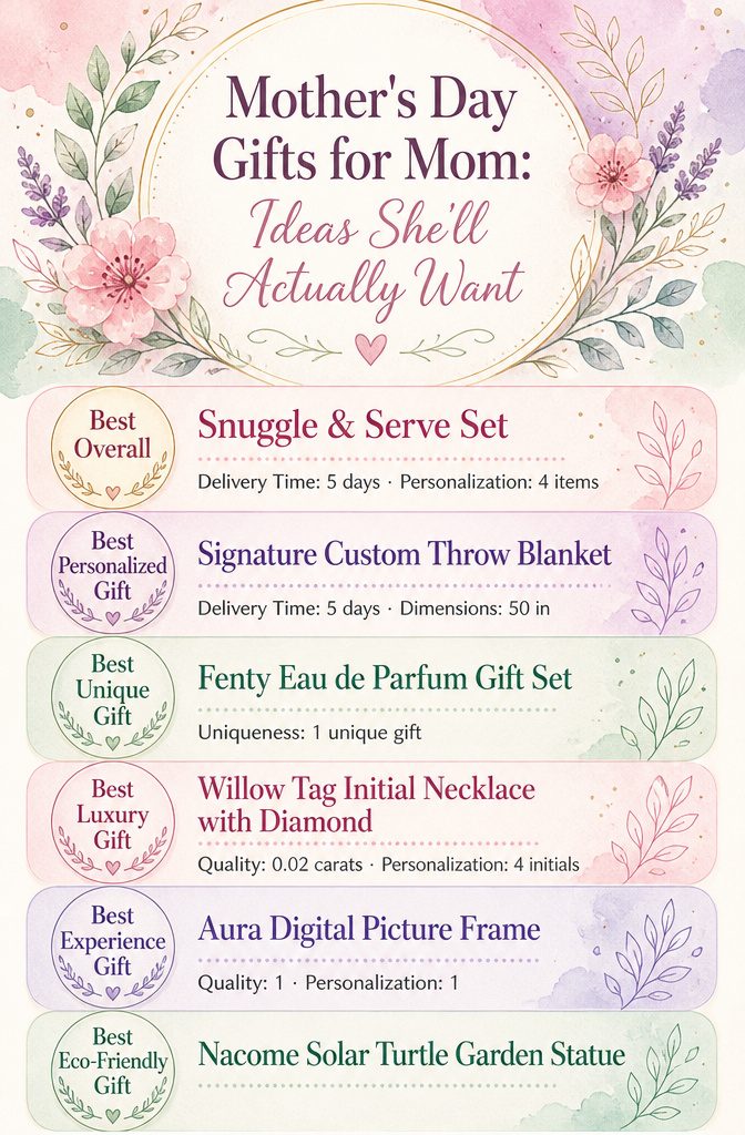 Infographic comparing Mother's Day gift options