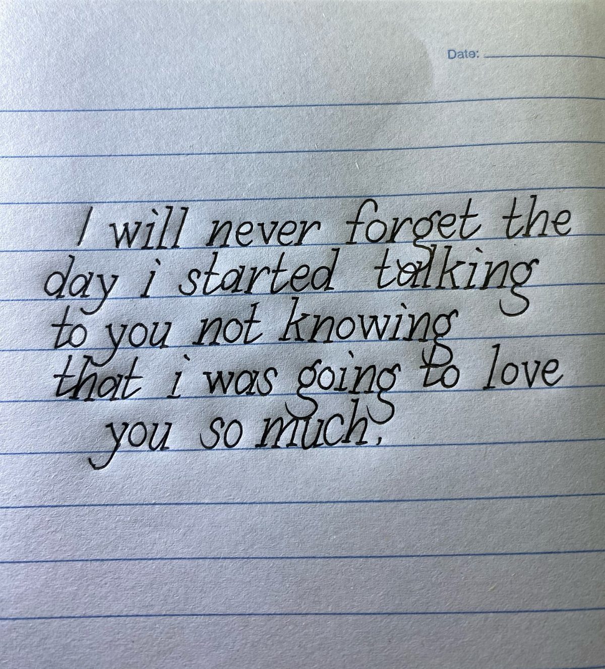 National Boyfriend Day Gifts: 12 Ideas for Him 12 Handwritten romantic message in cursive ink on lined notebook paper.